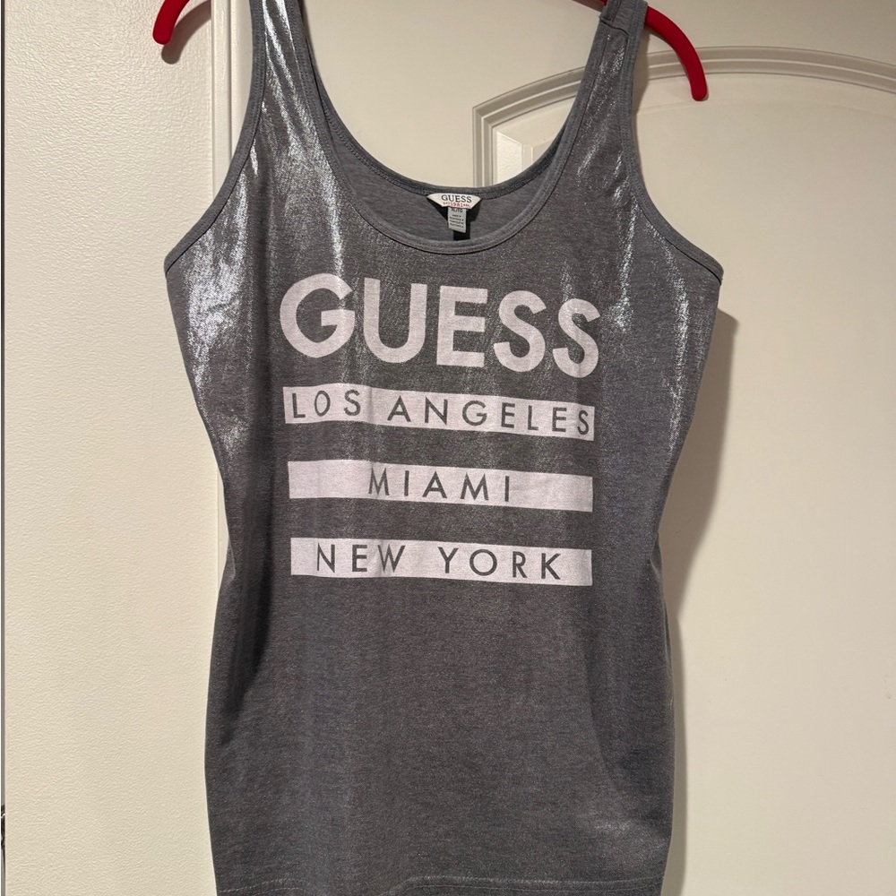 GUESS Metallic Gray Tank Top